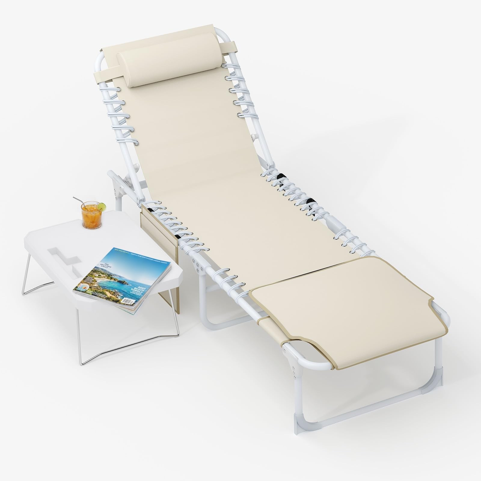 Max 330lbs Load 3-in-1 Outside Beach Lounge Chair Tanning Chair, Built Face Hole gallery