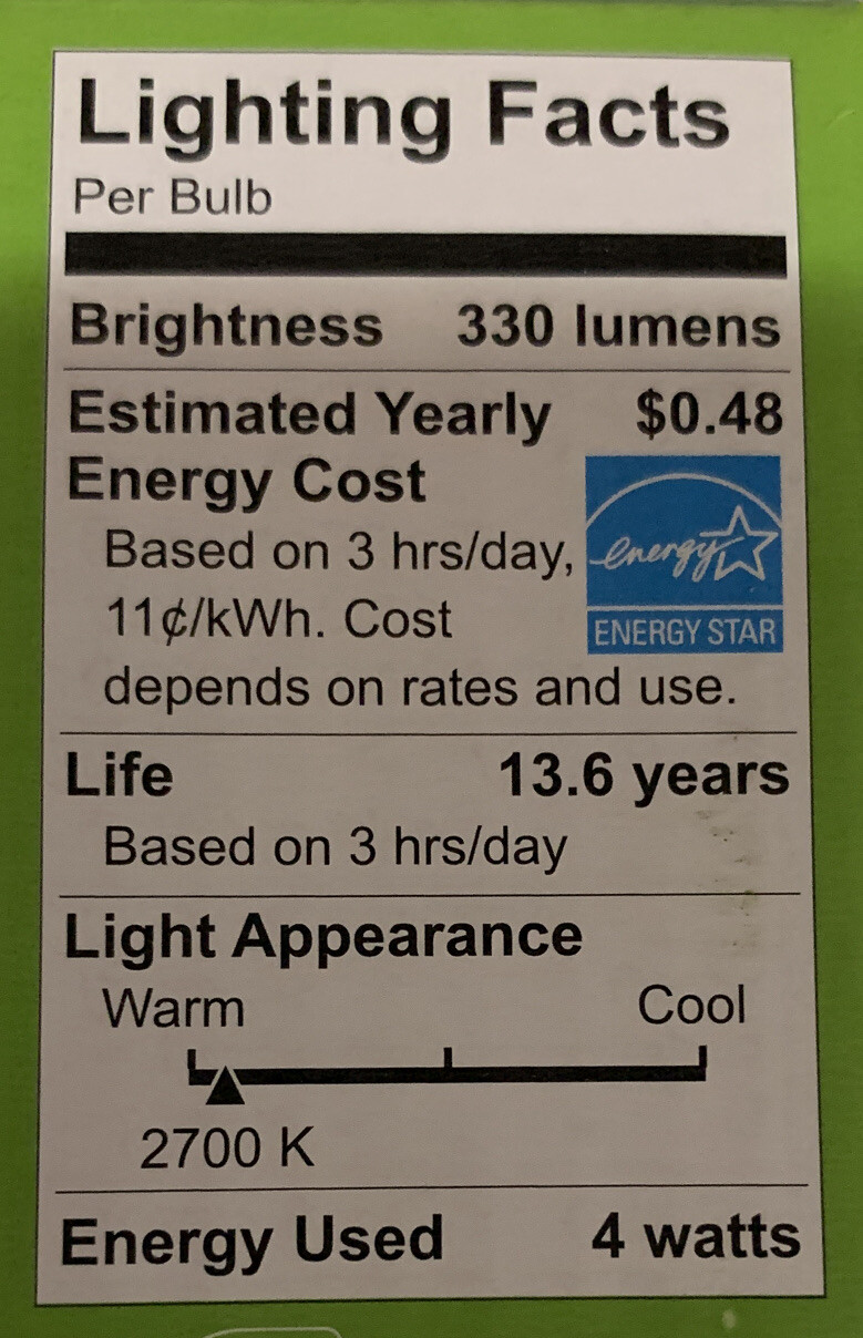 4 Greenlite Candelabra LED Warm White Light Bulb 4 Watt 40 Watt 2700k E12 gallery