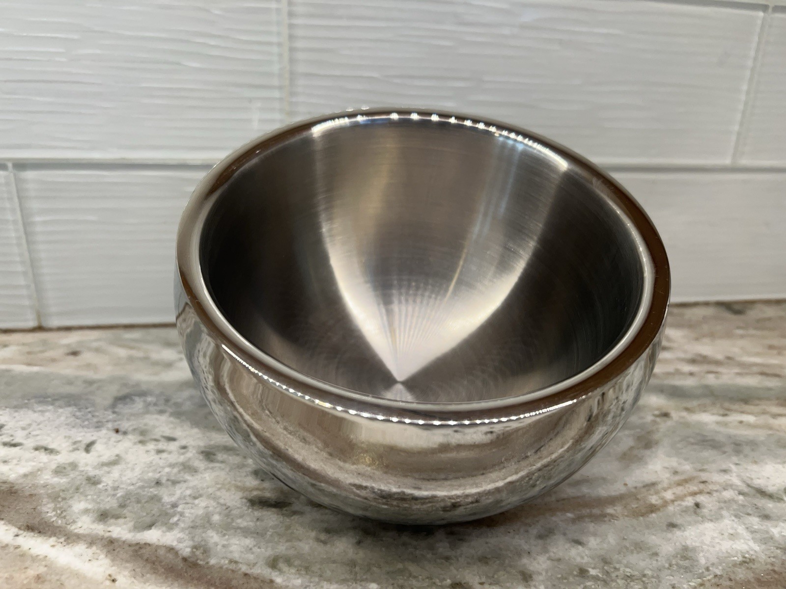 CB2 Crate & Barrel Stainless Steel Snack Bowl Double Wall Angled 7" x4.5" gallery