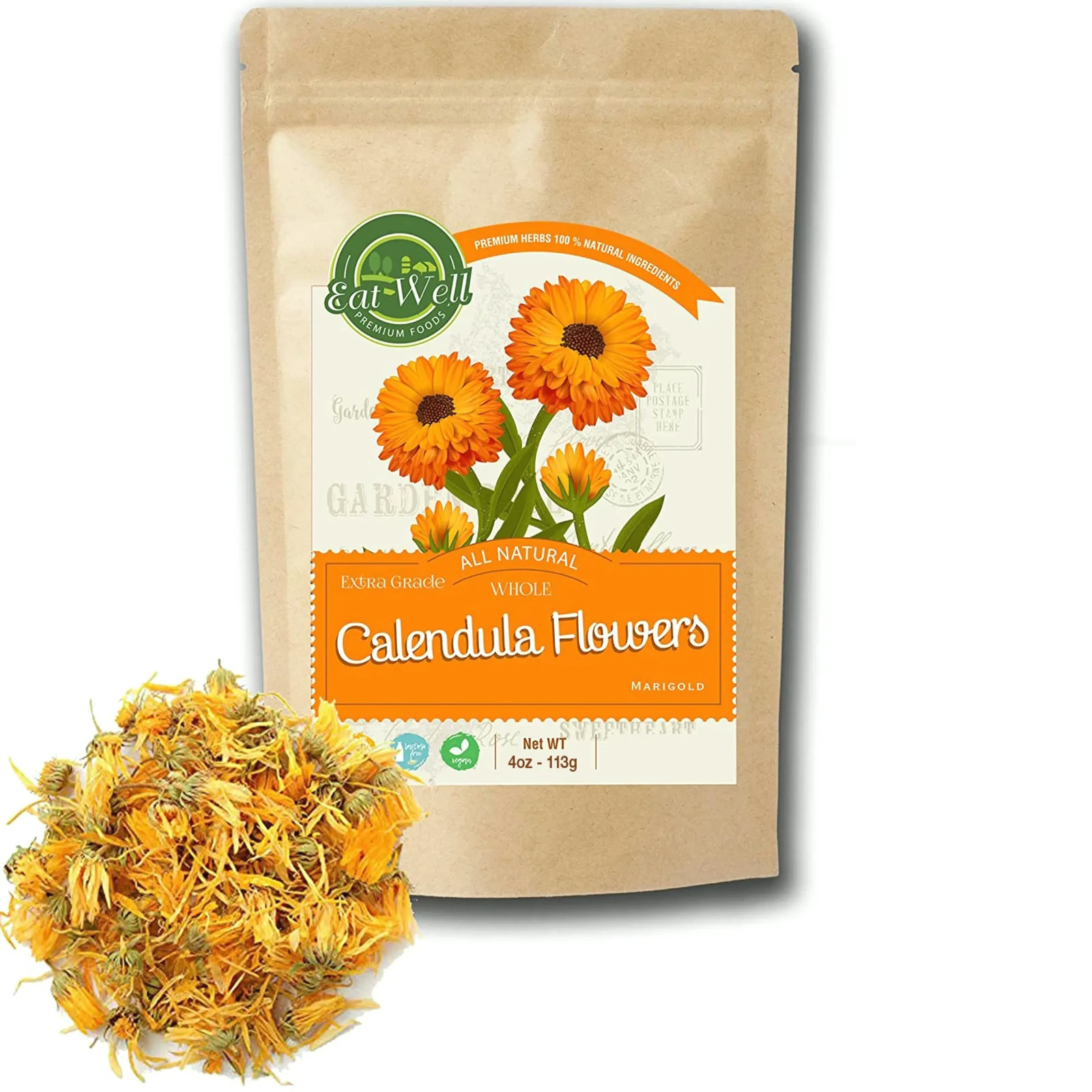 Edible Calendula Flowers 4 oz - Whole Dried Culinary Herb for Tea & Cooking gallery