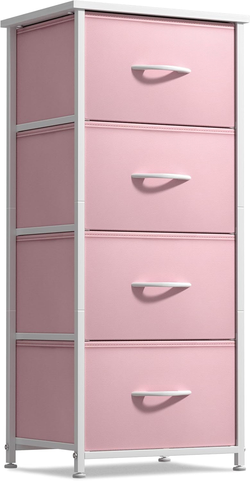 Pink Dresser Storage Tower with Fabric Bins for Kids' Bedrooms and Dorms gallery