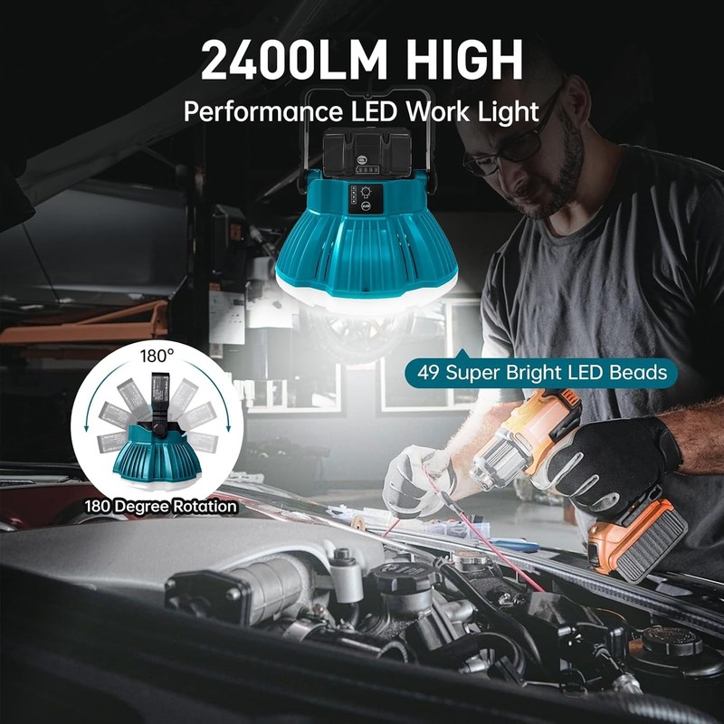 24W 2400LM LED Flashlight Work Light Spotlight for Makita 18V Li-ion Batteries gallery