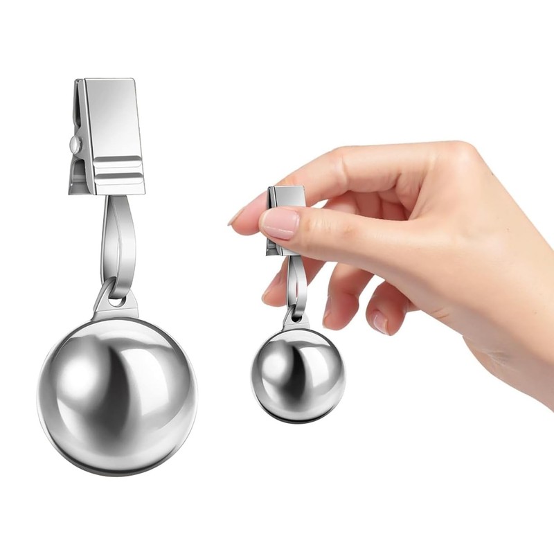 6 Pack Heavy Tablecloth Weights, Stainless Steel Balls with Rust-Resistant Clip, gallery