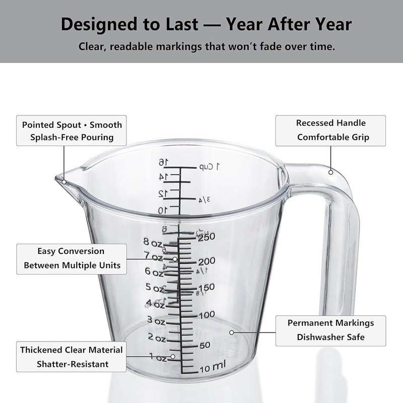 Clear Liquid Measuring Cup 250ml Laser Etched Accurate Baking Cooking DIY New gallery