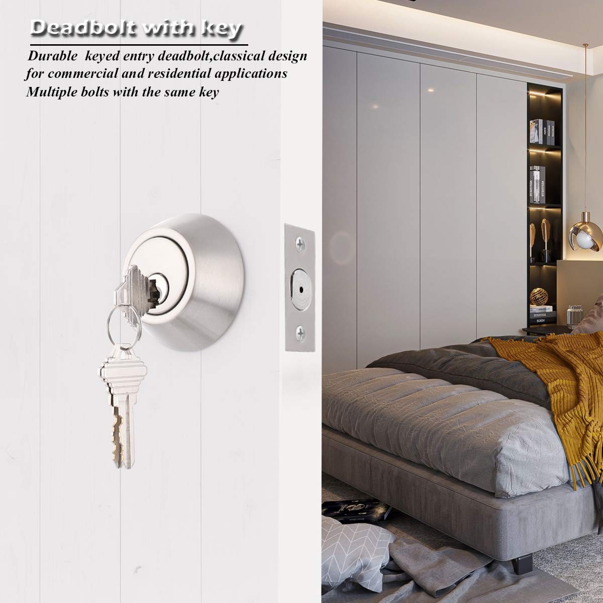 Double Cylinder Deadbolt Door Locks Keyed Alike Both Sides Satin Nickel 2 Pack gallery