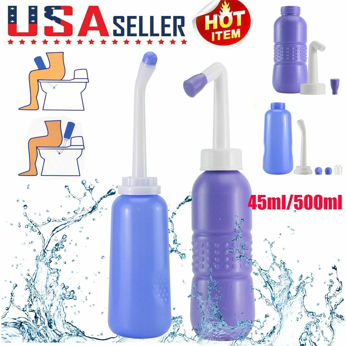 Portable Travel Handheld Bidet Sprayer Personal Hygiene Bottle Spray Washing US gallery