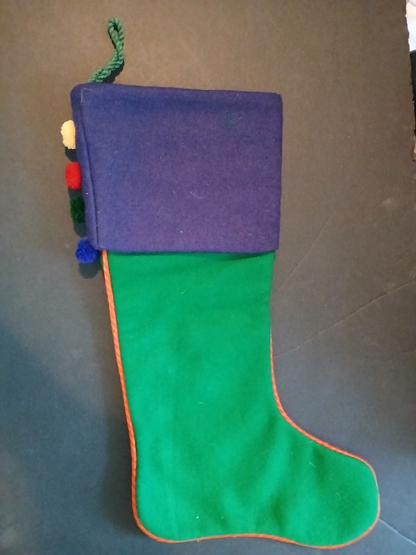 Crate & Barrel Christmas Stocking Buttons Pom-poms 80% Wool gallery