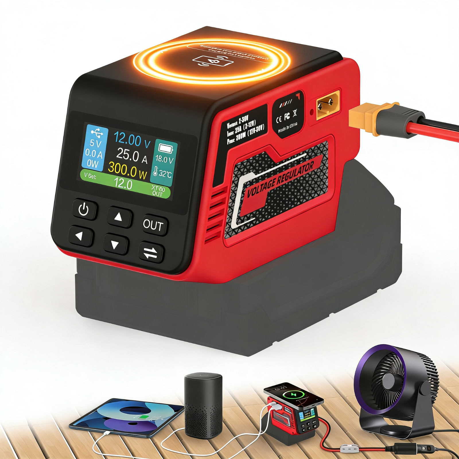 300W Voltage Regulator 2-30V DC Output Compatible with Milwaukee 18V Battery gallery