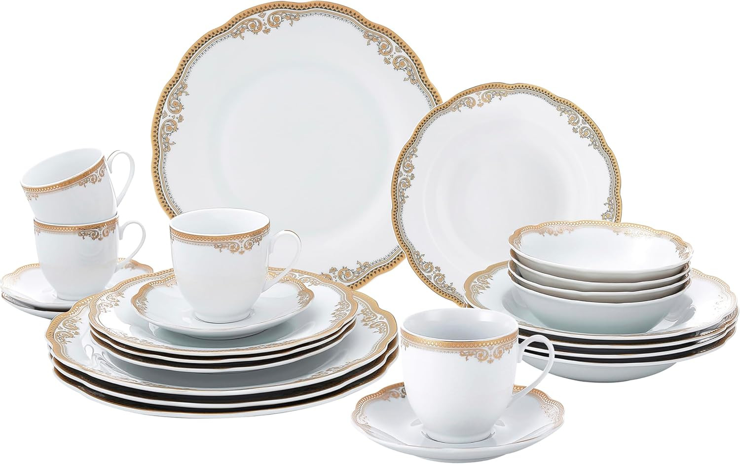 Catherine 24-Piece Gold Porcelain Dinnerware Set by gallery