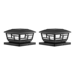 2Pack Solar Post Cap 3.5 in Bronze Outdoor White LED 9 Lumens Rechargeable Light