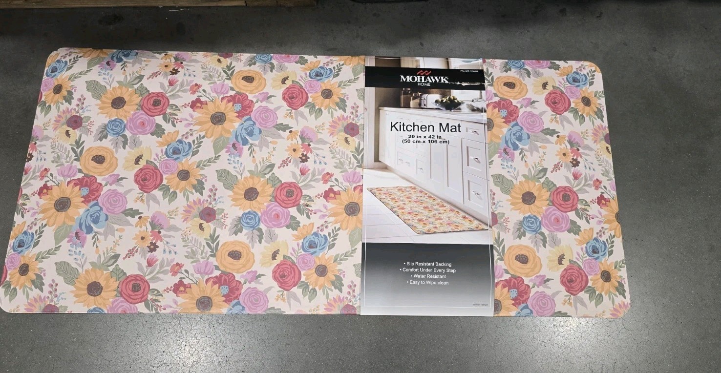 Mohawk Home, 20" x 42" Kitchen Padded Cushioned Standing Mat, Bouquet, New gallery