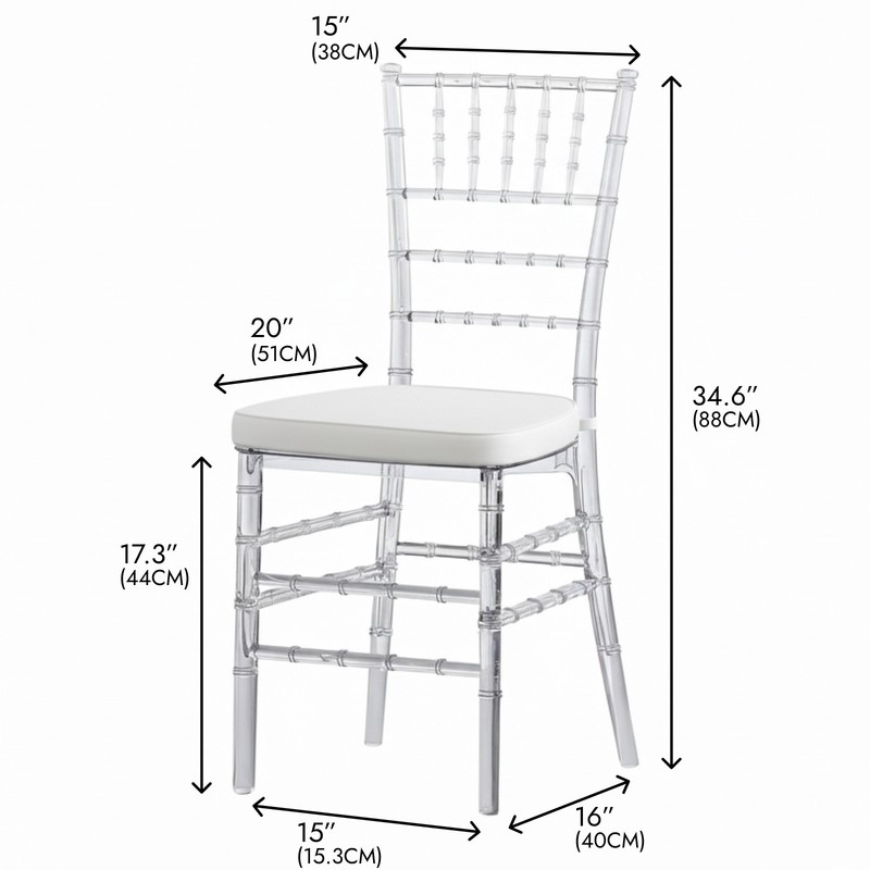 3pack Fully Assembled Transparent Crystal Dining Chair with Cushions for Event gallery