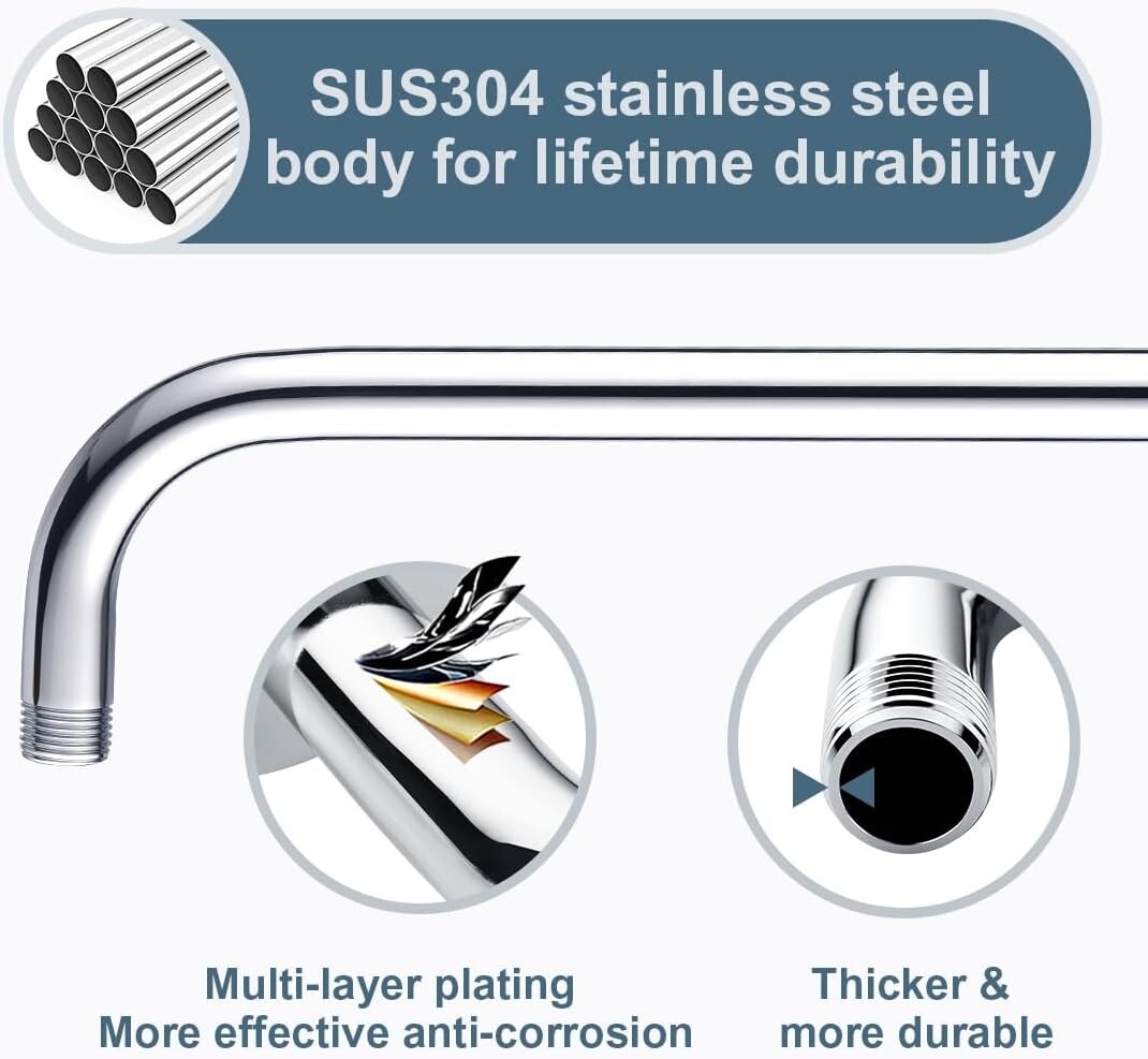New 16'' L Shaped Shower Head High Rise Extension Arm-Chrome BAR1605-01 gallery