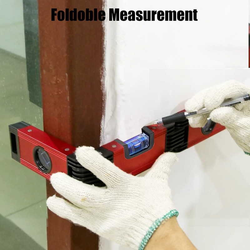 16.9" Aluminum Folding Level Multi Angle Magnetic Tool for Stairs Pipes Corner gallery