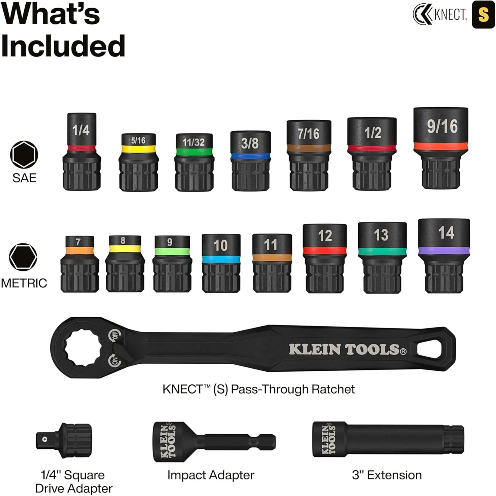 Klein Tools 65302KNECT KNECT Pass-Through and Impact Socket Set, SAE and Metric gallery