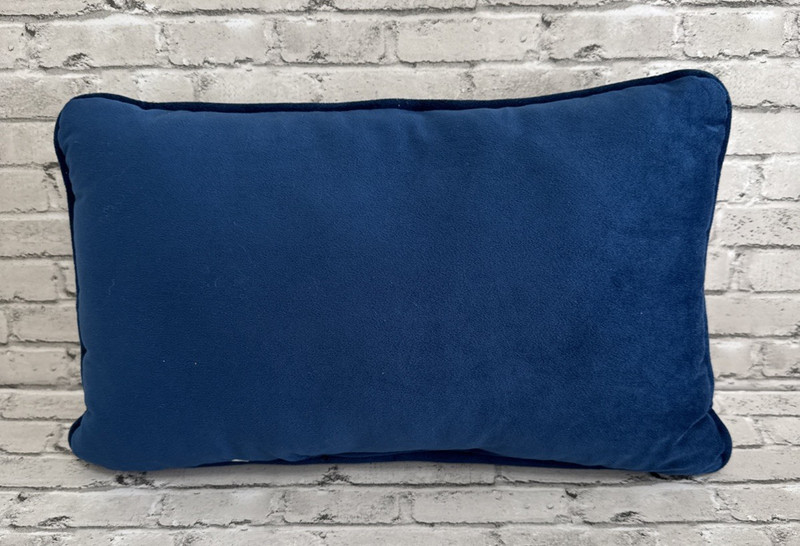 Needlepoint Decorative Throw Pillow Rectangular Blue Ivory COME SET BY ME gallery