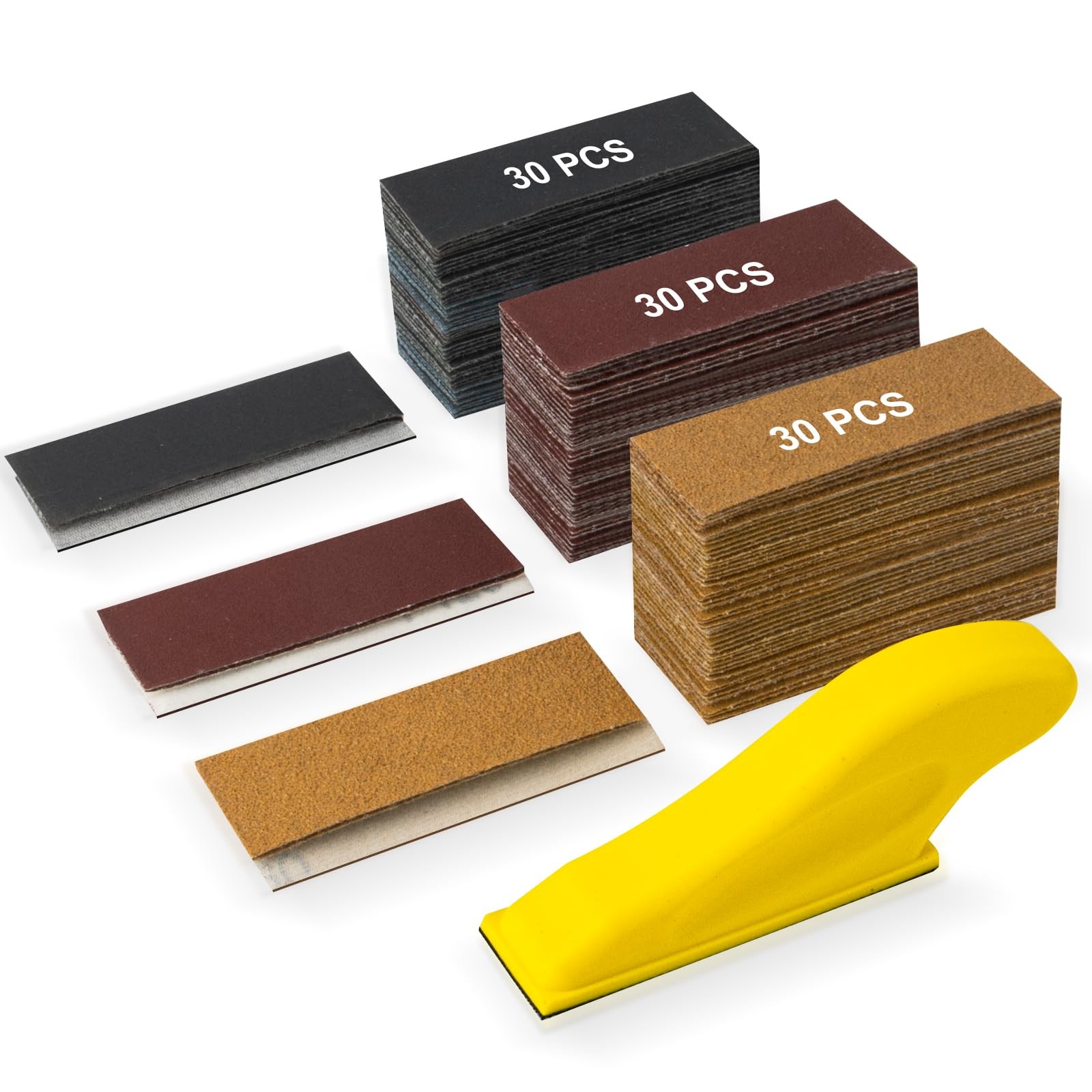 90PCS Premium Micro Detail Sander Kit, Updated 3-In-1 Mini Hand Sanding Block, 6 gallery