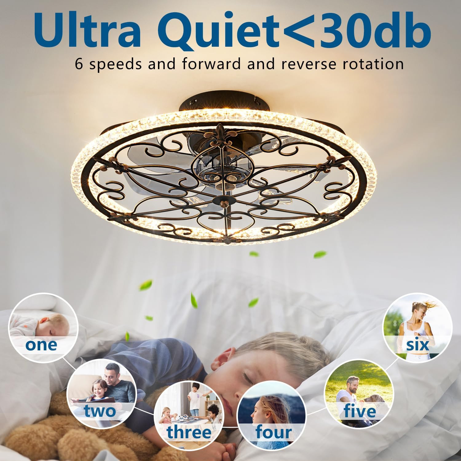 Rustic Black Caged Ceiling Fan with Light & Remote for Home Décor gallery