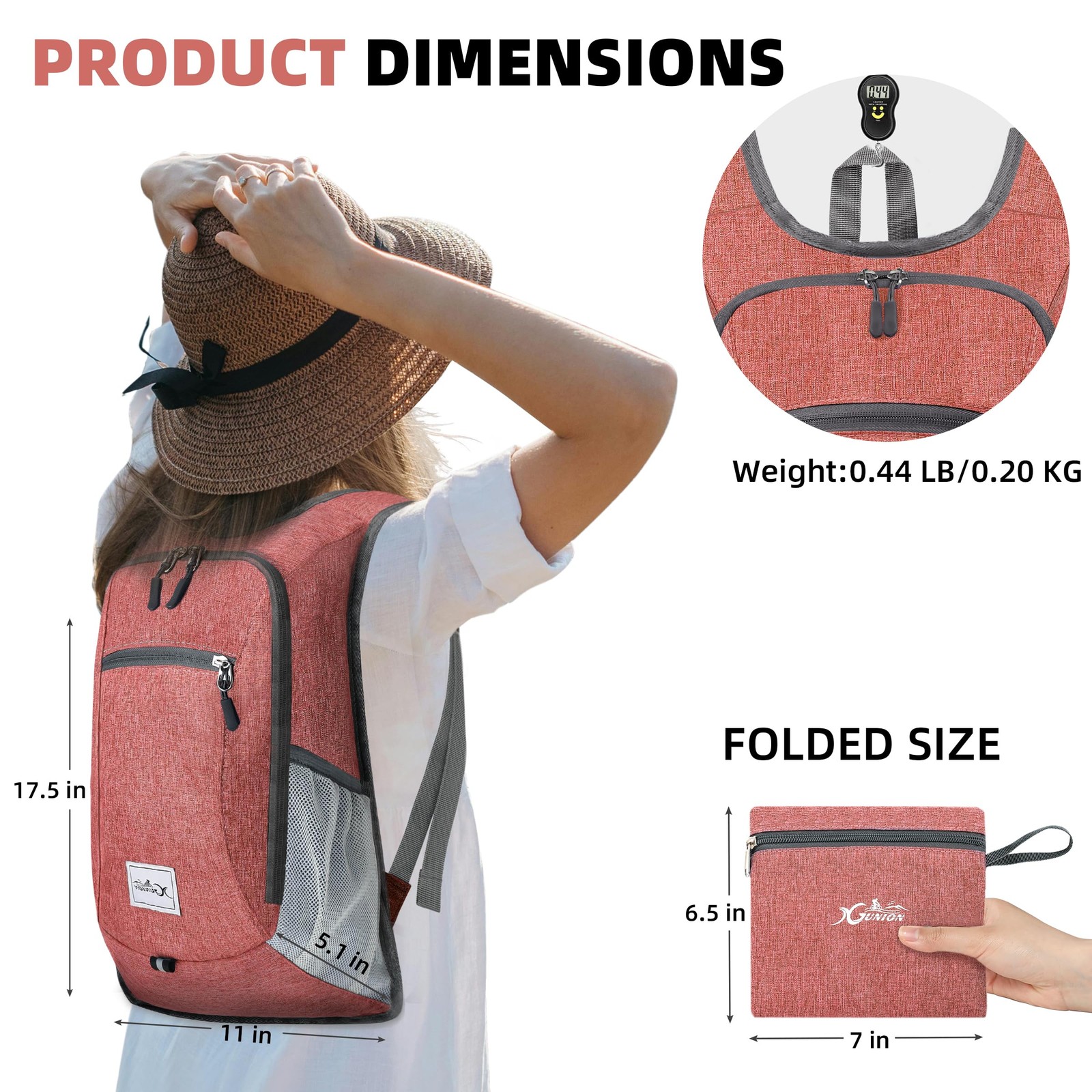Hiking Backpack 10L Small Travel Lightweight Daypack Foldable Packable Red 2