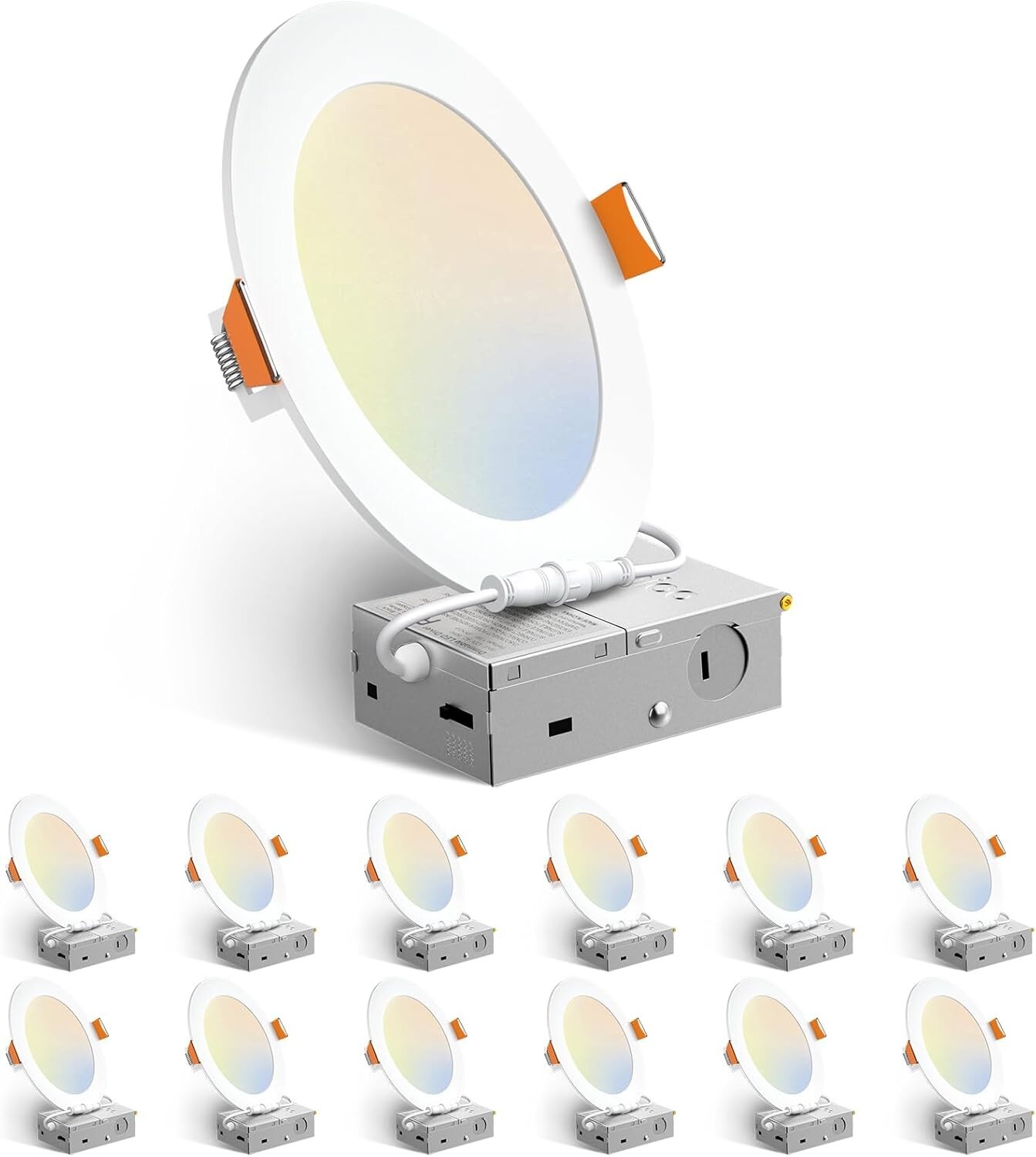 6 Inch 13W 5CCT Ultra-Thin LED Recessed Ceiling Light with Junction Box Dimmable gallery