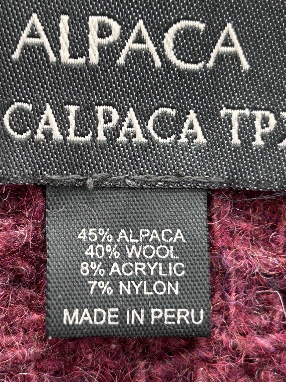 Alpaca Incalpaca TPX Alpaca Blend Waffle Weave Throw Fringe Burgundy 51x61 Lux gallery