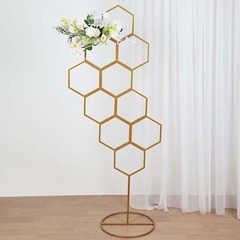 Gold 6″ Metal Floral DISPLAY FRAME Honeycomb Backdrop Stand Wedding Arch Party
