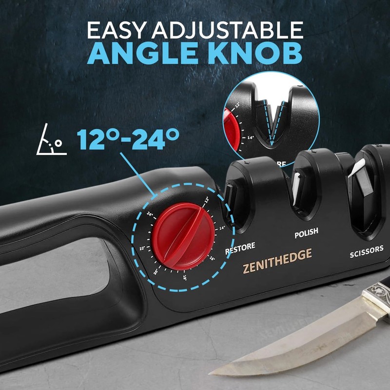 ® 3-in-1 Adjustable Knife Sharpener 14°-24° Angles for Kitchen Fillet Pocket ... gallery