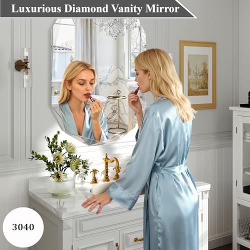 40x30 Inch Beveled Oval Bathroom Mirror, Frameless Copper-Free 40"L x 30"W gallery