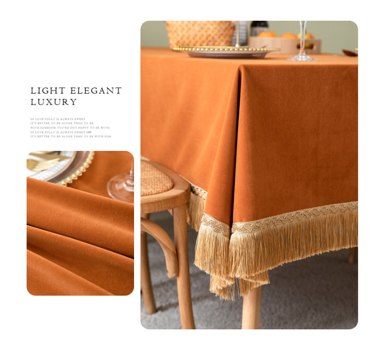 Tassels Chenille Table Cloth Rectangle Square Round Coffee Table Cover Washable gallery