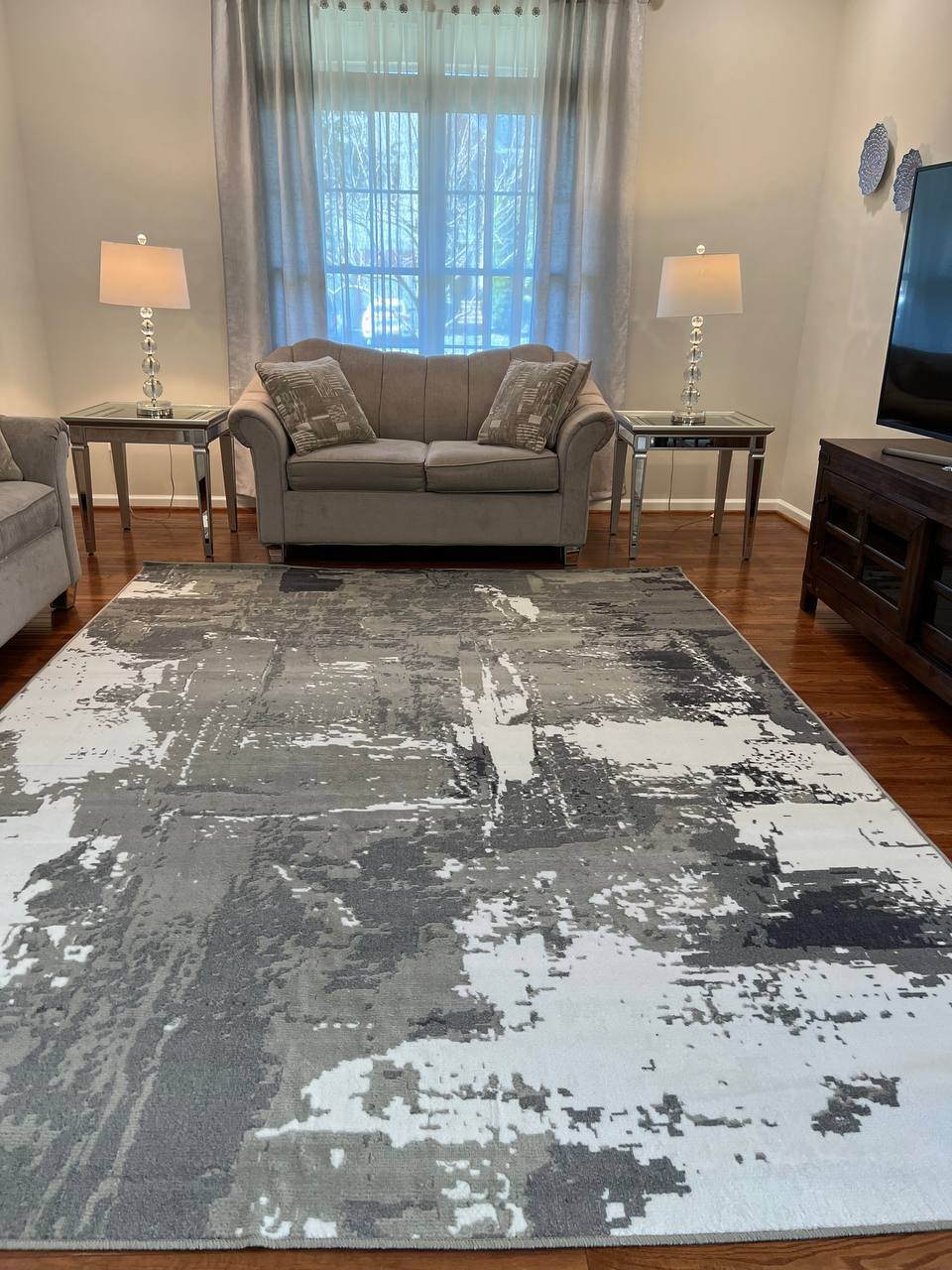 Brand New Grey and Cream Abstract Pattern Area Rug Floor 8x11, 5x8 Carpets gallery