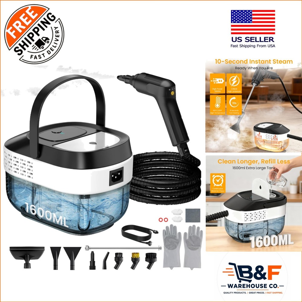 Efficient 2500W Portable Steam Cleaner - 1.6L Tank & Chemical-Free Cleaning