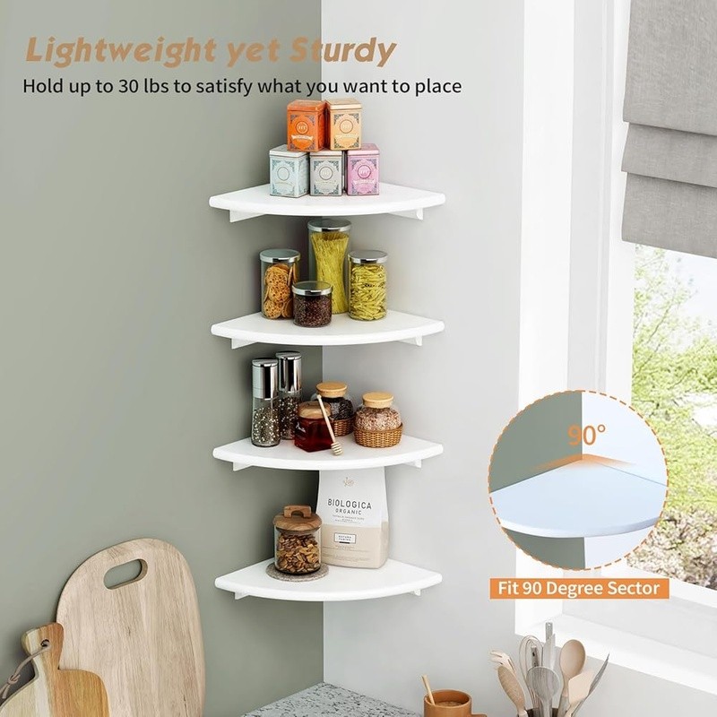 Corner Floating Shelves Wall Mounted Heavy Duty Storage Organizer All Rooms New gallery