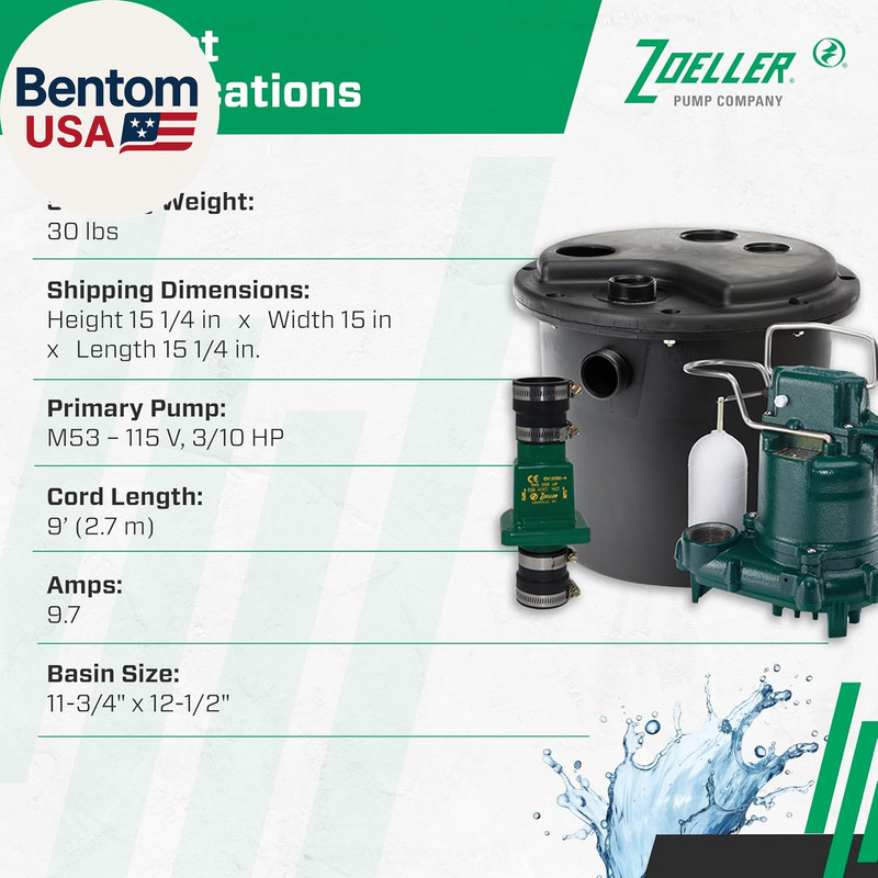 105-001 Automatic Drain Pump System - with 3/10HP Submersible Sump Pump M53 - Ut gallery