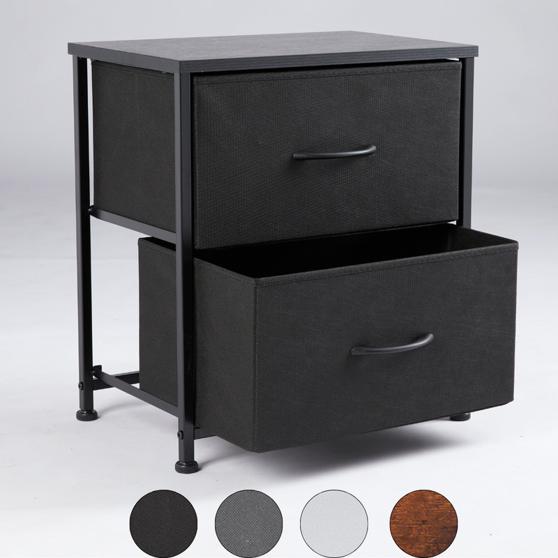 1pcs Nightstand End Table with 2 Fabric Drawers Bedroom Side Table Bedside Table gallery