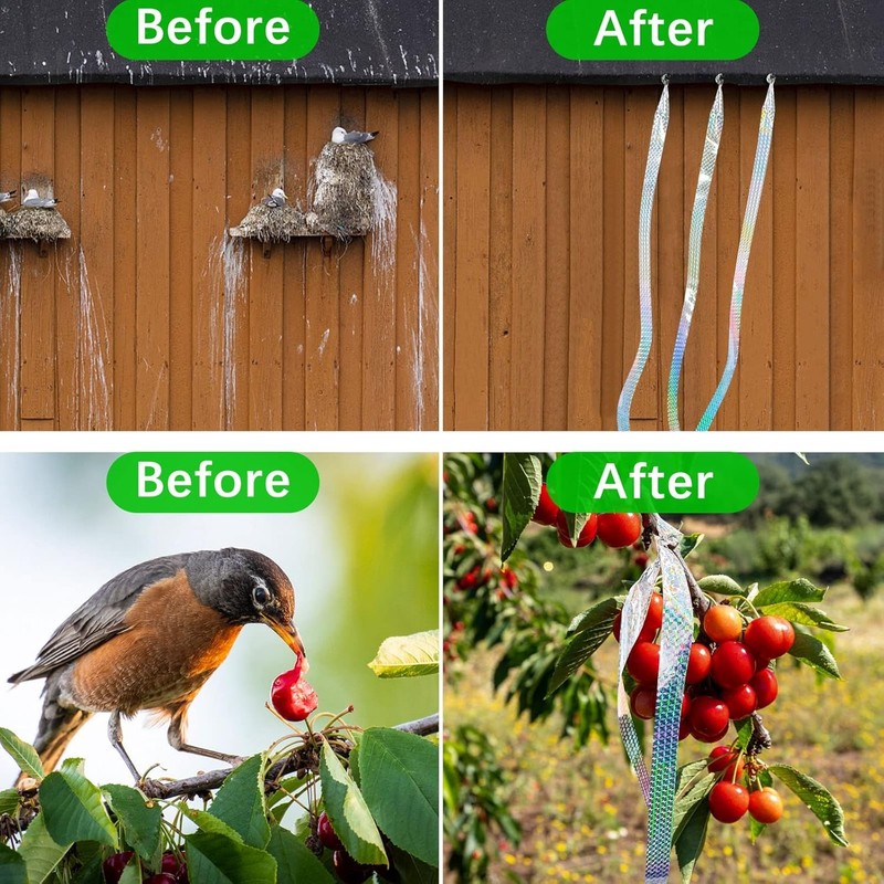 2 Pcs Double-Sided Reflective Bird Scare Tape Bird Deterrent Repellent Tape gallery