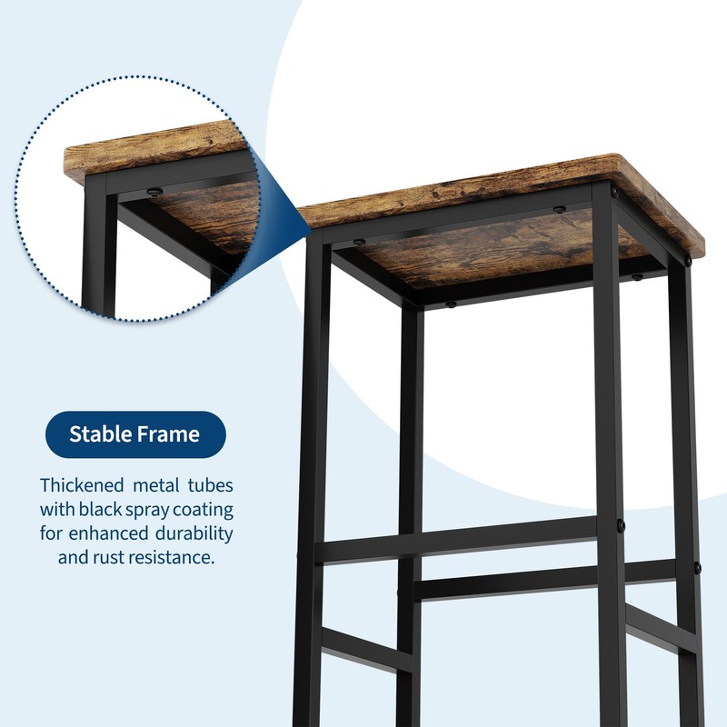 36" Dining Table Set for 2, Kitchen Table and 2 Bar Stools with Storage Shelves gallery