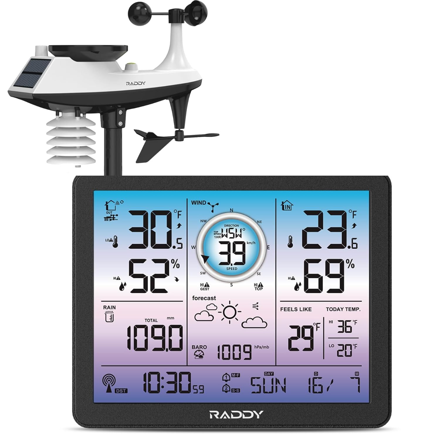VP7 5-In-1 Weather Station Wireless for Indoor Outdoor | 7.4" Large Digital Colo gallery
