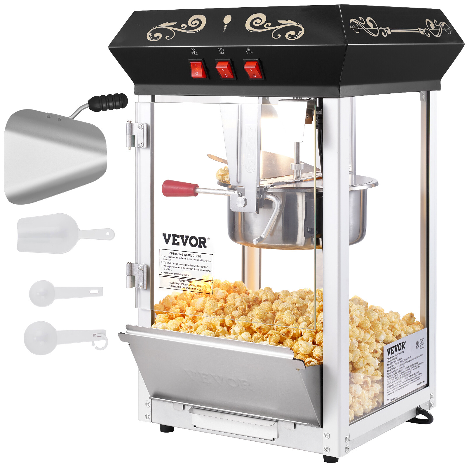 Popcorn Popper Machine Countertop Popcorn Maker 850W 8 Oz 48 Cups Black gallery
