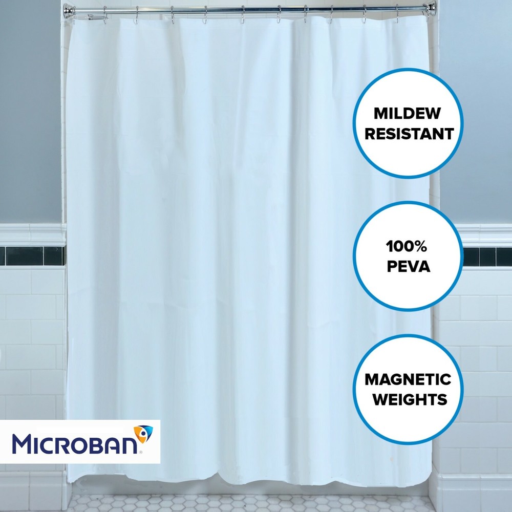 White Mildew Resistant Lightweight PEVA Shower Curtain Liner (70" x 72")
