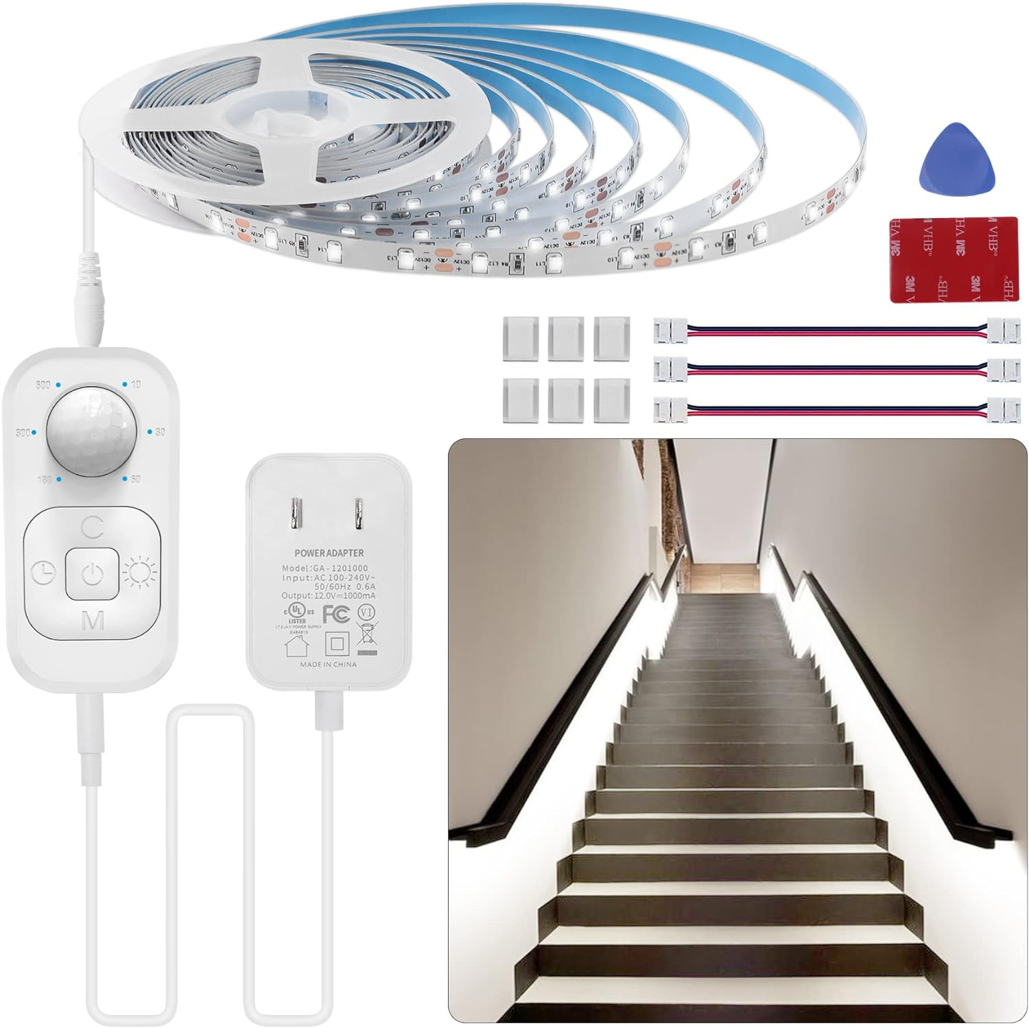 Motion Sensor Lights Indoor Plug-In LED Step Lights Strip with UL FCC Adapter Ti gallery