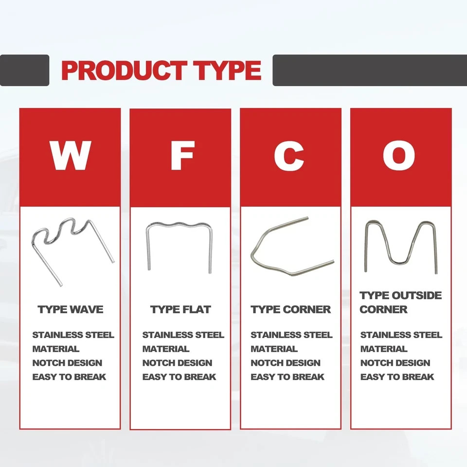 1200 Plastic Welder Staples - 6 Types Hot and Wave Varies (6 sizes), Silver gallery
