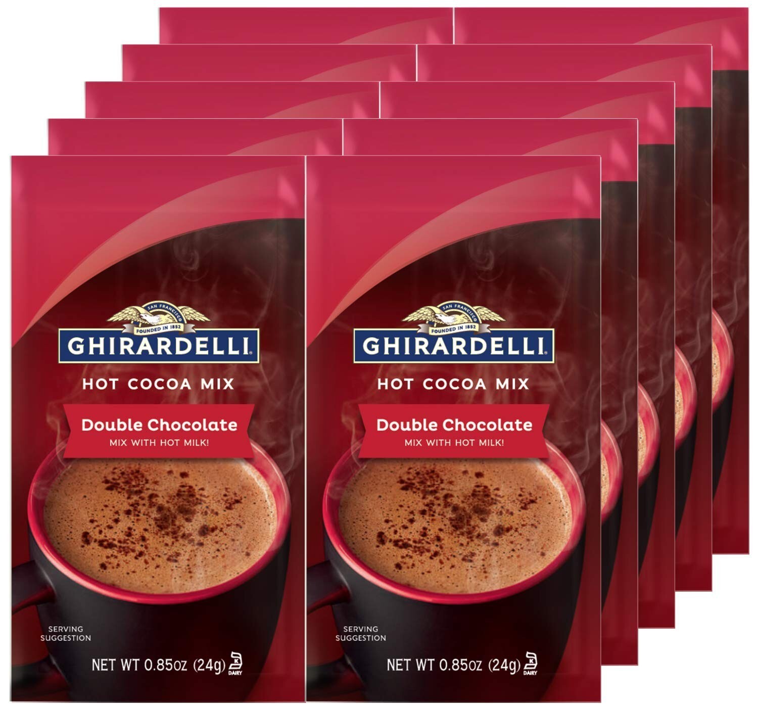 New Ghirardelli Double Chocolate Hot Cocoa Mix, 0.85-Ounce Packets (Pack of 10) gallery