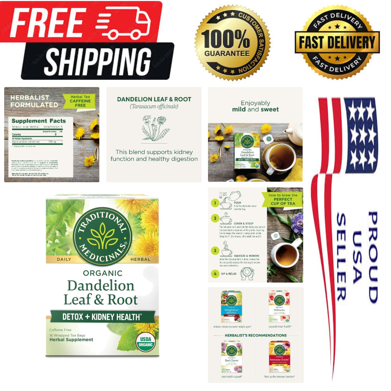 Organic Dandelion Root Tea - 16 Bags for Natural Detox & Digestion Boost gallery