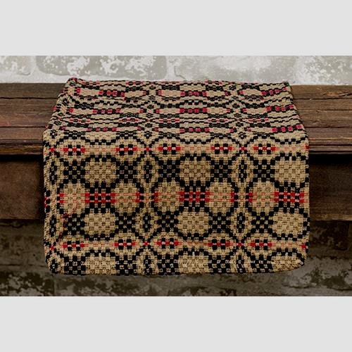 NEW PRIMITIVE TABLE RUNNER PATRIOTS KNOT BLACK RED TAN WOVEN 56" by 14" Cotton gallery