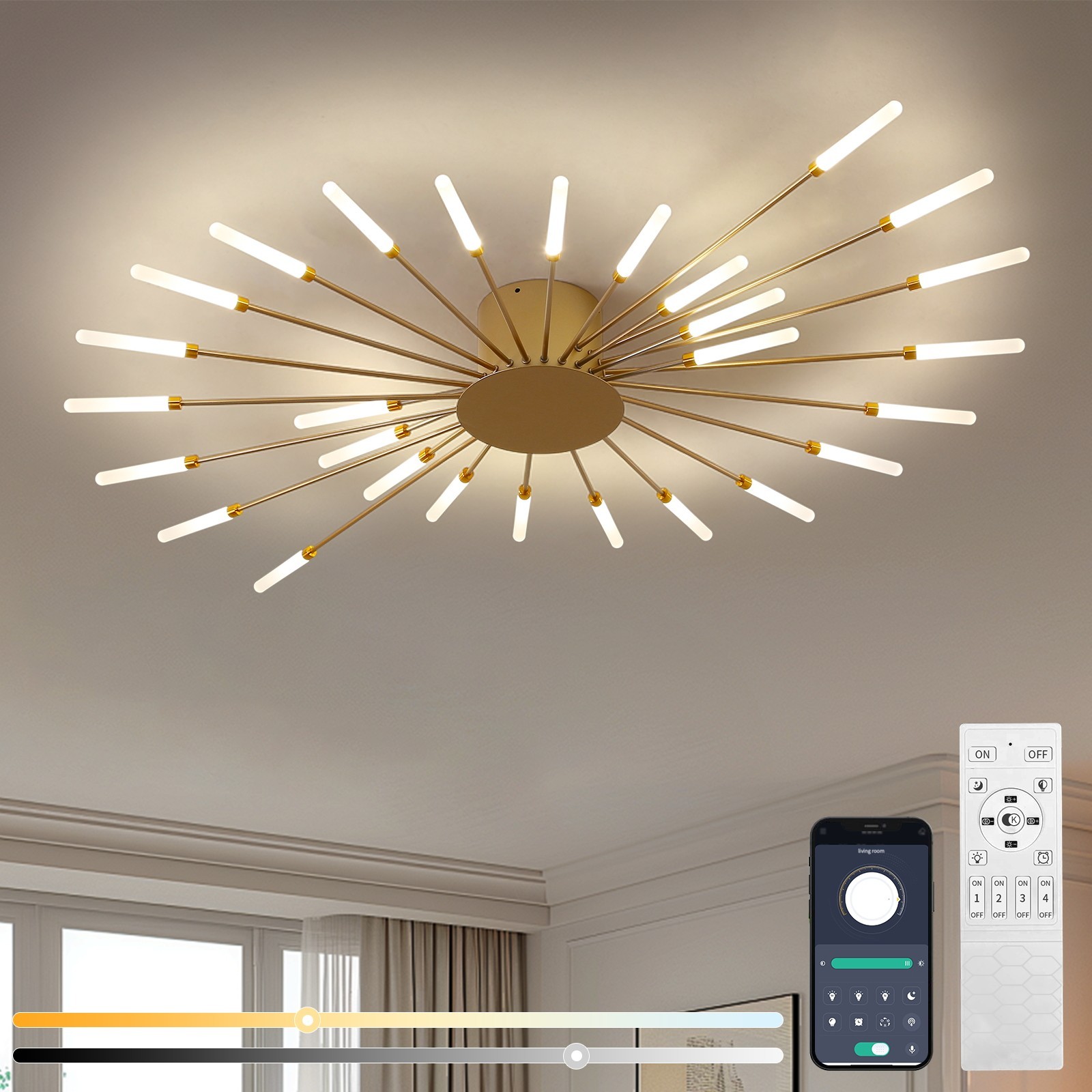 28-Light Flower LED Ceiling Light, Modern Dimmable Flush Mount with APP Remote gallery