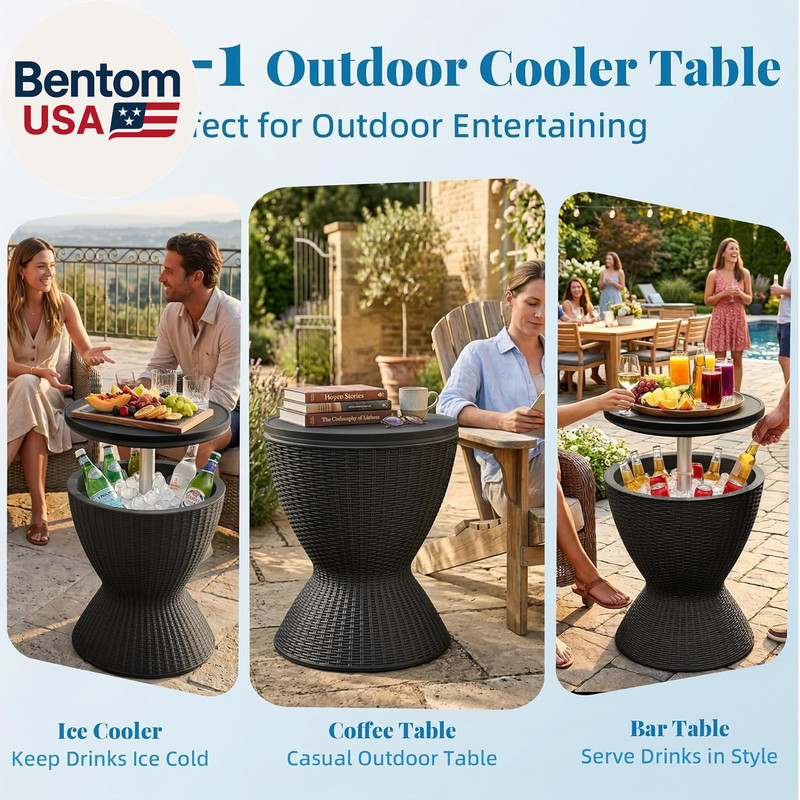 Cooler Table, 8 Gallon Cooler Bar Table, Adjustable Height Multi-Functional Outd gallery