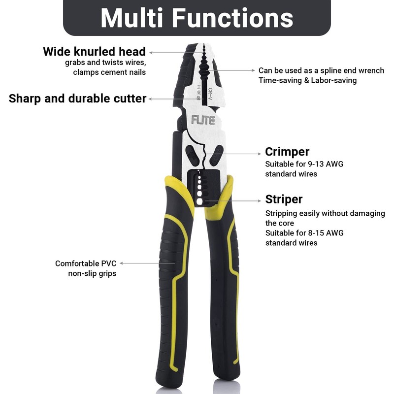 4in1 Lineman Plierpro Lineman Tools 9 Combination Pliers With Wire Stripper gallery