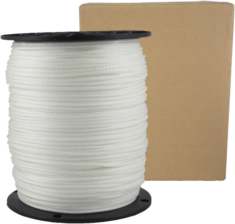 1/8" White Polyester Rope, Solid Braid Dacron Utility Rope, 1000 Ft Spool, Low S gallery