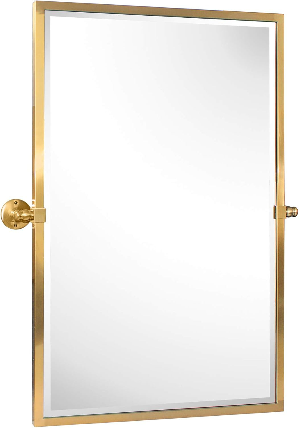 Brushed Gold Metal Framed Pivot Rectangle Bathroom Mirror Tilting gallery