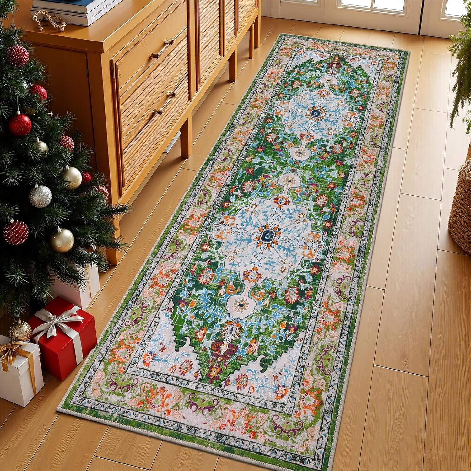 2' X 6' Boho Hallway Runner Rug, Non Slip Washable Vintage Farmhouse Kitchen Rug gallery